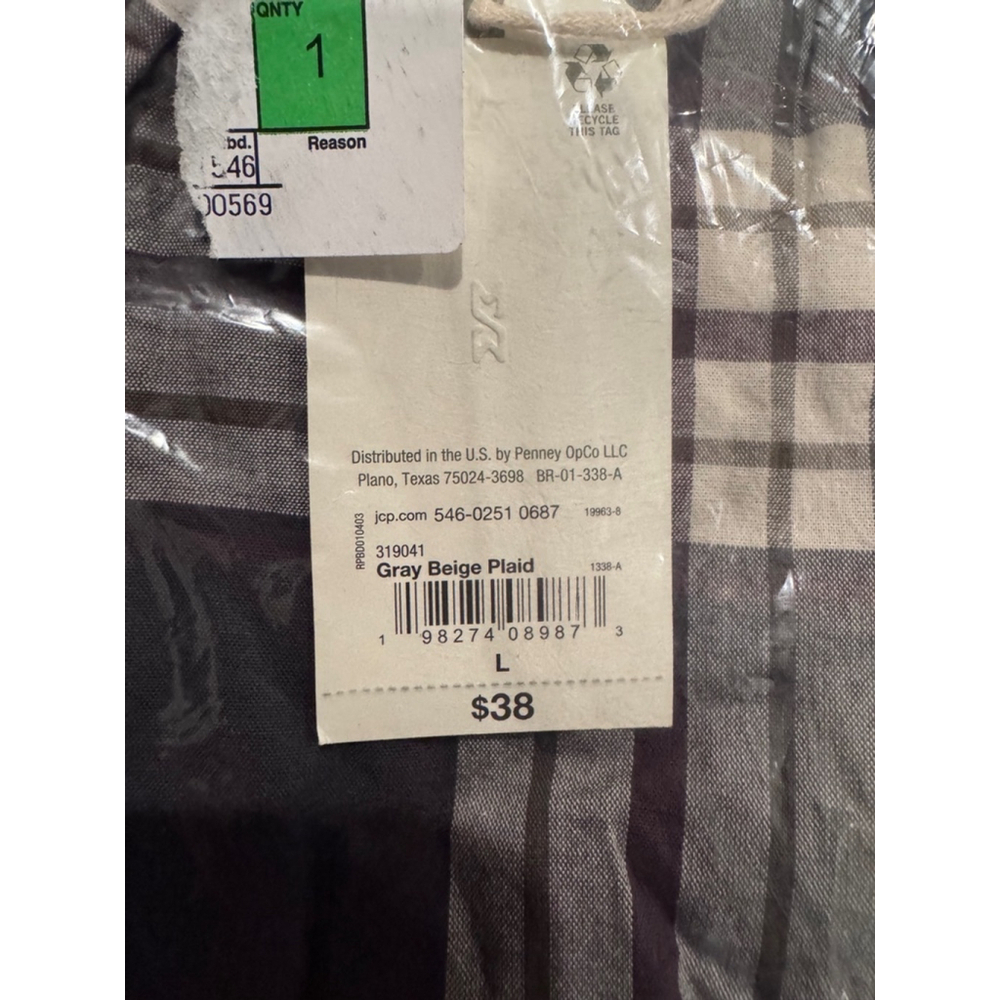 Men's mutual weave, cotton, button-down poplin, plaid shirt, size large - Picture 3 of 4